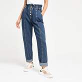 Thumbnail for your product : River Island Mid blue paperbag denim jeans