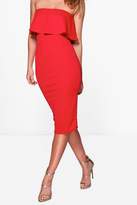 Thumbnail for your product : boohoo Bandeau Frill & Tie Waist Midi Dress