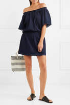 Thumbnail for your product : Melissa Odabash Michelle Off-the-shoulder Lace-trimmed Embroidered Cotton-voile Mini Dress