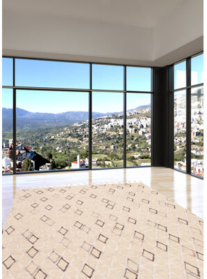 Dakota Fields Kalista Geometric Handmade Flatweave Wool Light Khaki Area Rug