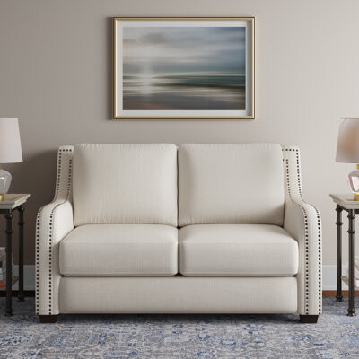 Three Posts 58.25" Linen Round Arm Loveseat