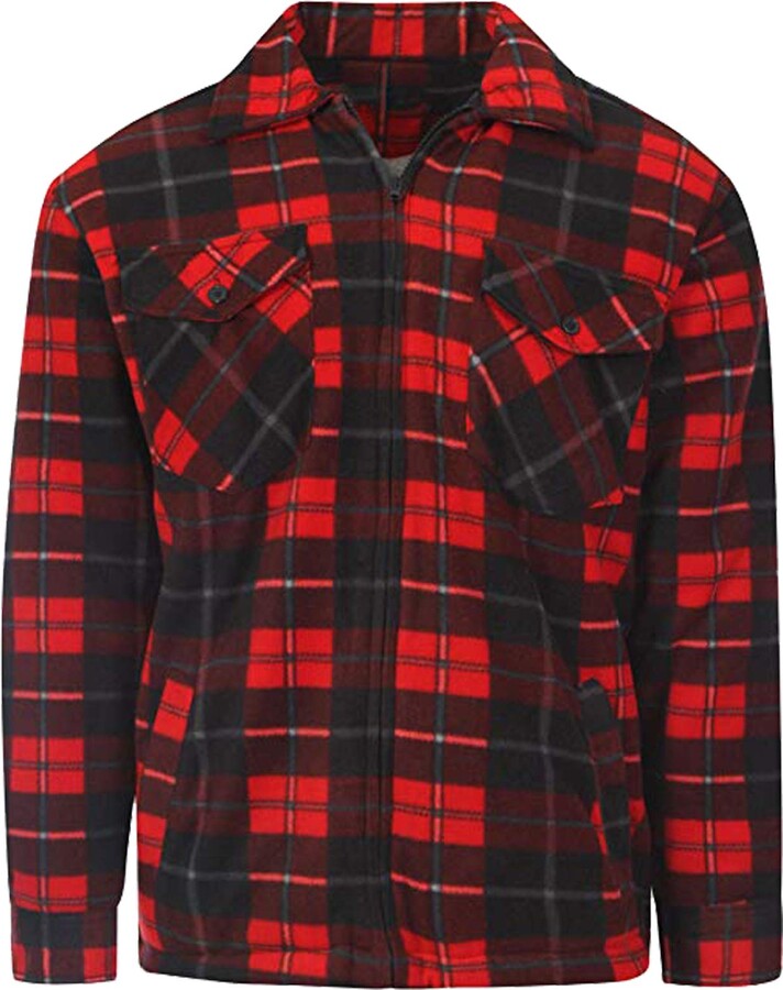 ShopOnline® New Mens Adults Quilted Fur Padded Work Lumberjack Flannel Shirt  Top Long Sleeve Size (Small - ShopStyle