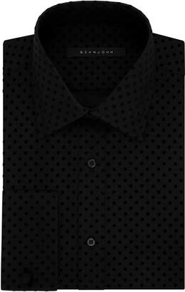 Sean John Men's Regular Fit Velvet Dot Spread Collar Dress Shirt