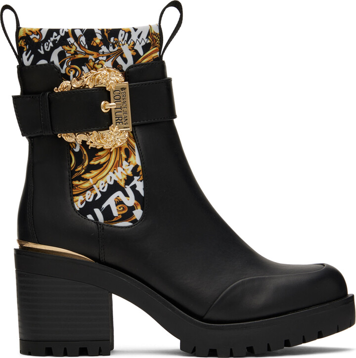 Versace Jeans Couture Black Leather Ankle Boots - ShopStyle