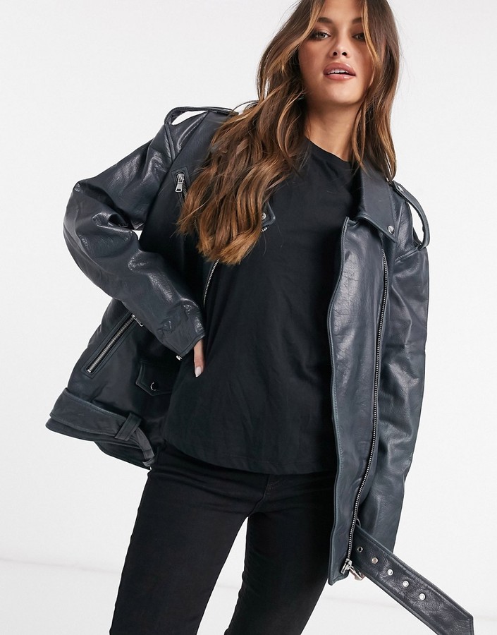 Womens Oversized Biker Jacket | Shop the world's largest collection of  fashion | ShopStyle