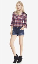 Thumbnail for your product : Express 2 1/4 Inch Mid Rise Rolled Denim Shorts
