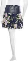 Thumbnail for your product : Rag & Bone Leather-Trimmed Rose Print Skirt