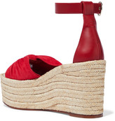 Thumbnail for your product : Valentino Garavani Bow-embellished Suede And Leather Platform Espadrille Sandals