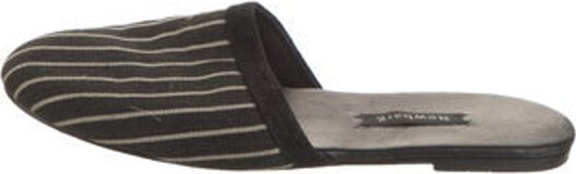 Newbar K Canvas Mules Black Printed Round-Toes | NewbarK Canvas Printed Mules in Black, Women's 7.5