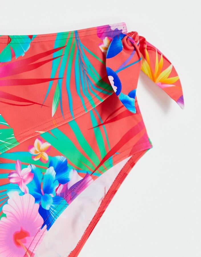 Figleaves bora bora tummy control bikini bottom in sunset red