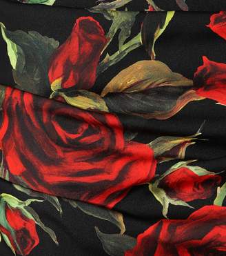 Dolce & Gabbana Rose-printed stretch silk minidress