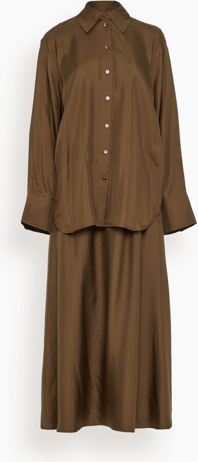 Rohe Silk Gilet-Dress in Forest