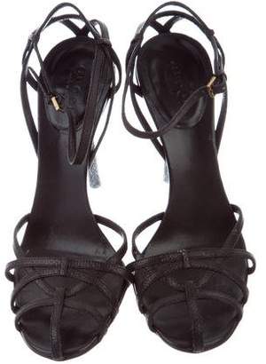 Gucci Lizard Ankle-Strap Sandals