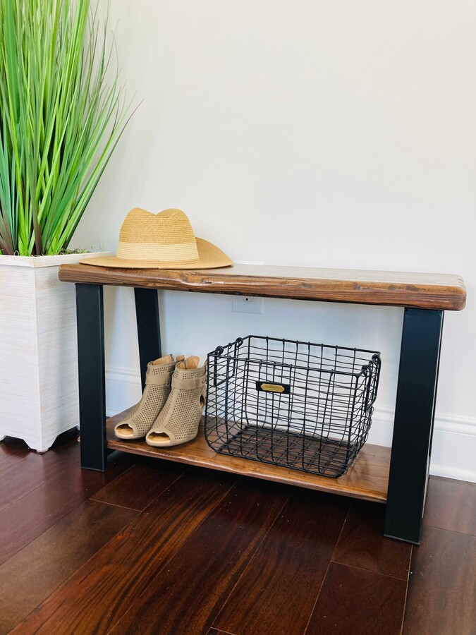 Entryway Storage Bench With Shelf, Bench, Shoe Rack, Legs, Solid Wood Shoe Storage