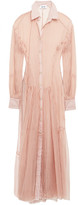 Thumbnail for your product : Each X Other Gathered Striped Silk-chiffon Maxi Shirt Dress