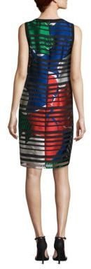BOSS Danyna Floral Silk Blend Striped Sheath Dress
