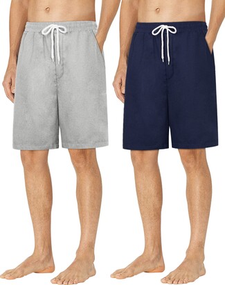 siliteelon Men's 3 Pack Flannel Pyjama Shorts Bottoms Lounge Shorts with Pockets 