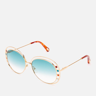 Chloé Women's Round Frame Sunglasses - Gold/Petrol