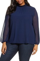 Thumbnail for your product : Gibson Victorian Smock Neck Swiss Dot Blouse (Plus Size)