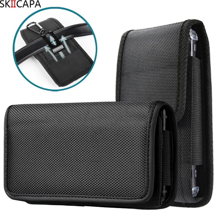 skiicapa Oxford Cloth Leather phone Pouch For Samsung S23 Ultra S24 Plus Belt Clip Holster Waist Bag Cover For Galaxy S22 S24 S21 Plus