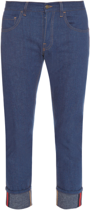 Gucci Tapered-leg turn-up jeans