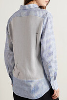 Thumbnail for your product : Maison Margiela Layered Distressed Cotton And Striped Cotton And Linen-blend Shirt - Light blue
