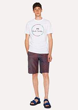 Paul Smith Men's White 'Cycle Stripe' Circle Print Organic-Cotton T-Shirt