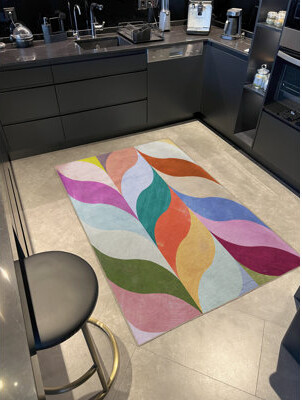 Corrigan Studio Multi-Colored Abstract Wavy Shape Patterned Modern Decorative Rug