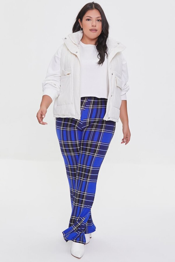 plus size yellow plaid pants