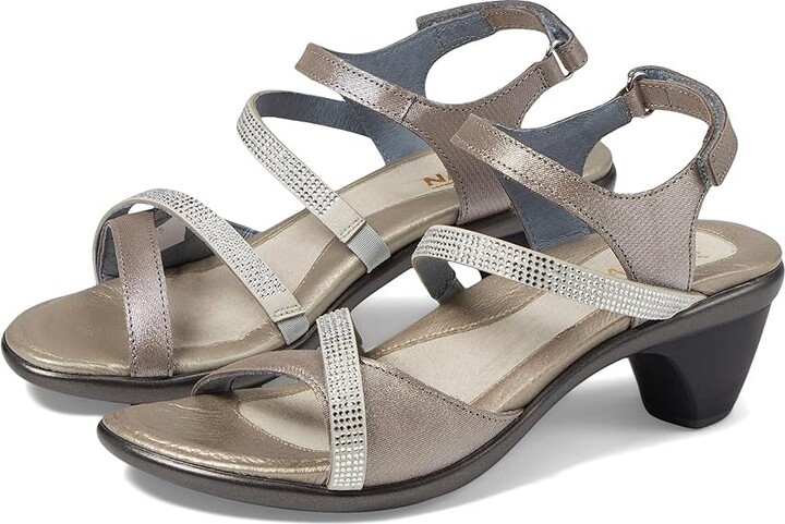 Naot Footwear Innovate Women's Shoes Silver Threads Leather/Beige Microfiber/Clear Rhinestones : EU 35 (US Women's 4) M