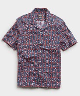 Thumbnail for your product : Todd Snyder Limited Edition Domino Print Camp Collar Short Sleeve Shirt in Navy