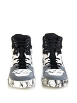 Thumbnail for your product : Balenciaga Marble-effect leather and suede trainers