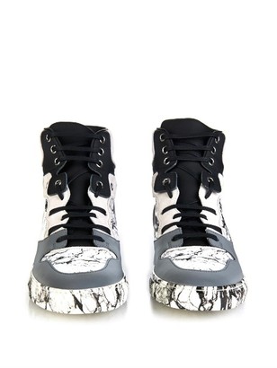 Balenciaga Marble-effect leather and suede trainers