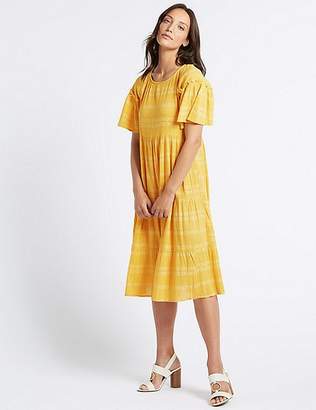 Marks and Spencer Pure Cotton Printed Skater Midi Dress