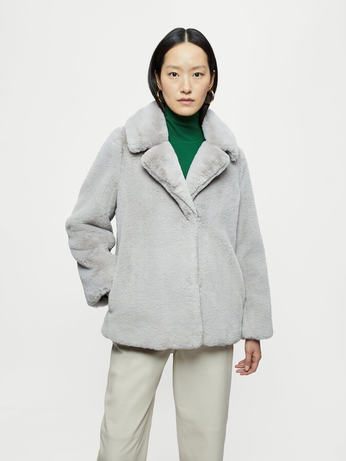 select grey fur coat
