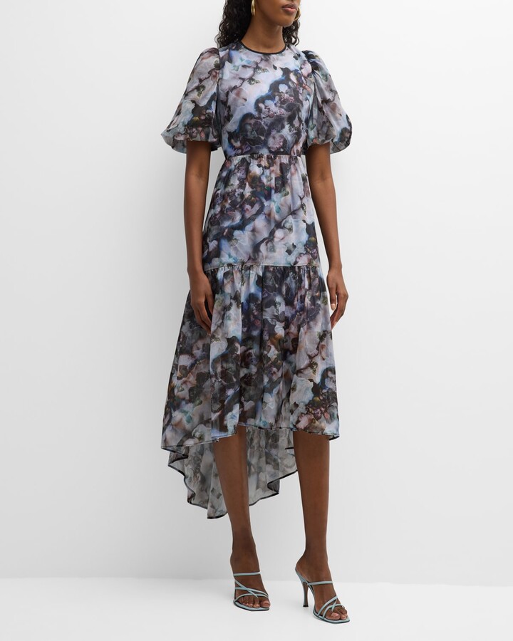 Marie Oliver Mags AbstractPrint HighLow Midi Dress ShopStyle