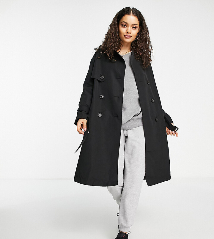 Vero Moda Petite classic trench coat in black - ShopStyle