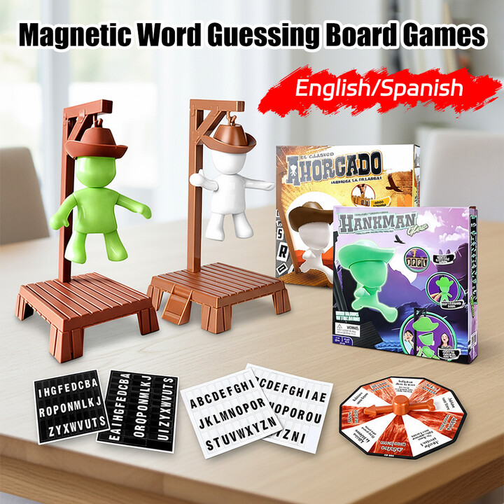NONE Cowboy Magnetic Hangman Board Games Mystery Guessing Word Before Hank Falls Hanging with Dolls Travel Table Game Board Game Toy