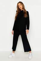 Thumbnail for your product : boohoo Roll Neck Oversized Wide Leg Knitted Set