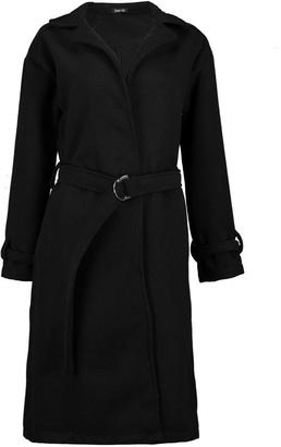 boohoo Cindy D-Ring Belted Coat