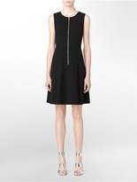 Thumbnail for your product : Calvin Klein Exposed Zip Detail Fit + Flare Sleeveless Dress