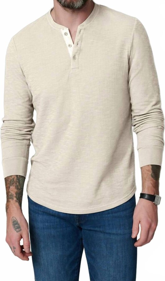 Joe's Jeans Dwight Double-Face Henley Long Sleeve Sweatshirt In Chalk