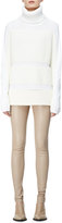 Thumbnail for your product : Helmut Lang Contrast-Waist Leather Leggings, Brittle