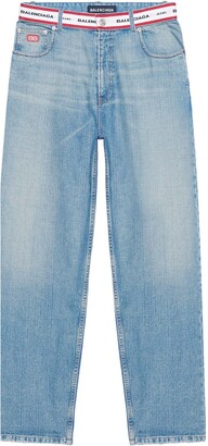 Balenciaga Logo-Waistband Straight-Leg Jeans - ShopStyle