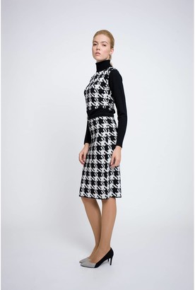 Rumour London Lina Houndstooth Merino Wool Knitted Dress