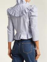 Thumbnail for your product : Isa Arfen Edith Striped Ruffle Trimmed Blouse - Womens - Blue White