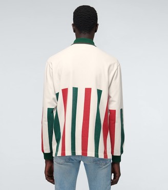 Gucci Web striped long-sleeved polo shirt