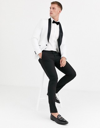 ASOS DESIGN super skinny tuxedo trousers in black