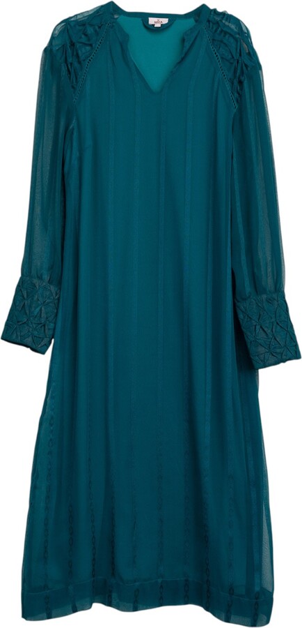 Niza Blue Midi Dress With Neck Details