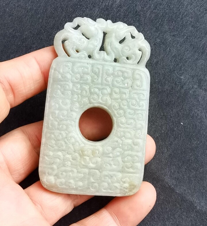 Etsy Rectangle Dragon Donut Carving Natural Green Jade Jasper Stone Pendant, Gemstone Bead, Good Lucky Amulet For Making Handmade Necklace Jewelry